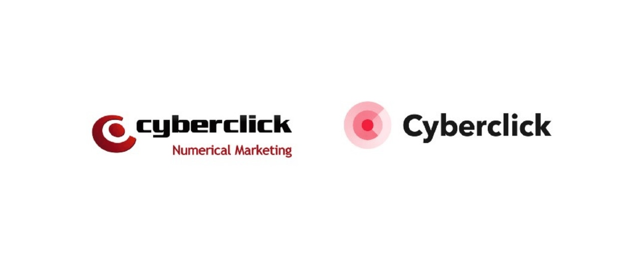 The Cyberclick logo before and after rebranding